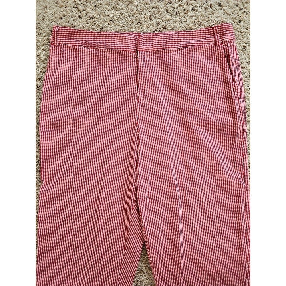 Vintage Sag Harbor Womens Red Gingham Cropped Pants 18 Cotton Country Picnic - Picture 4 of 13